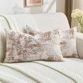 FUTEI Rust White Decorative Throw Pillow Covers 12x20 Inch Set of 2,Soft Faux Cashmere Jacquard - Textured & Cozy Pillow Case,Modern Home Decor for Couch Bed Living Room