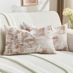 FUTEI Rust White Decorative Throw Pillow Covers 12x20 Inch Set of 2,Soft Faux Cashmere Jacquard - Textured & Cozy Pillow Case,Modern Home Decor for Couch Bed Living Room
