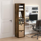 Furinno Cubicle Book Shelf, 5-Cube Vertical Thick Frame Bookshelf, Horizontally & Vertically Reversible Bookcase with Open Back, 14.6 x 15.9 x 72, for Living Room, Bedroom, Home Office, Amber Pine