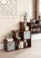ClosetMaid Cubeicals 3-2-1 Cube Storage Shelf Organizer Bookshelf, 3 Tier, Steps, Corner Unit, Easy Assembly, Wood, Dark Cherry Finish