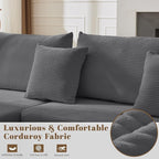 106" Cloud Sectional Couch, Modular Sectional Sofa with L-Shape Chaise, Corduroy Boneless Couch with Deep Seat, Upholstered Sofa for Living Room, No Assembly Required(Left-Facing Chaise, Dark Grey)