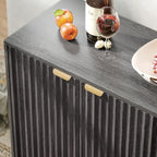 HOMCOM Fluted Sideboard Buffet Cabinet, 55" Modern Accent Console Cabinet with 4 Doors, 2 Adjustable Shelves and 5 Wood Legs, Dark Gray