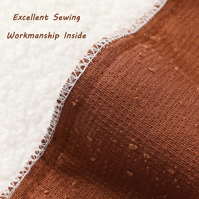 FUTEI Pack of 2 Rust Decorative Throw Pillow Covers 24x24 Inch Soft Cozy Solid Boucle Textured European Cushion Case,Modern Home Decor for Couch Bed Living Room