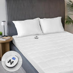 Sunbeam Premium Quilted Electric Heated Mattress Pad, 54" x 75", 12 Heat Settings, 12-Hour Selectable Auto Shut-Off, Warmth for Restful Sleep, Machine Washable, White