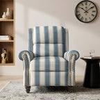 Lumibee Pushback Recliner Chair,Upholstered Wingback Chair for Small Spaces,Floral Fabric for Living Room,Single Sofa Accent Chair Reading Seat for Balcony,Bedroom-Striple Navy