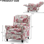 Recliner Chair, Modern Pushback Armchair with Adjustable Backrest & Footrest for Bedroom, Living Room (Pattern Floral,Set of 1)