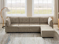 VANOMi 4 Seat Modular Cloud Sofa with Ottoman, 118" Modular Sectional Sofas & Couches for Living Room, Cozy Chenille Cloud Sectional Couch Sofas for Living Room, Apartment, Office, Camel, L Shaped