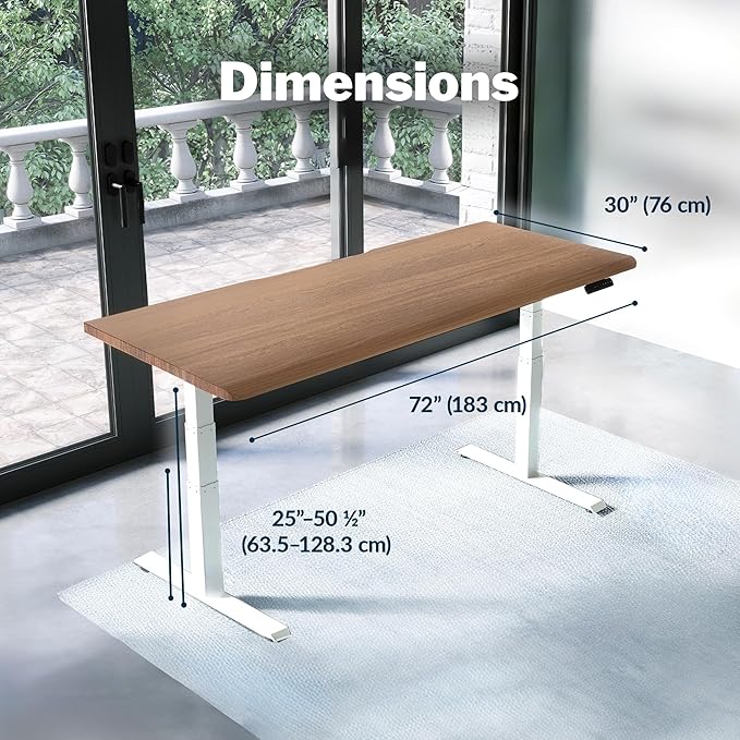 Vari ComfortEdge 72x30 Inch Electric Standing Desk – Height Adjustable Large Office Sit Stand VariDesk with Sloped Edge, Memory Presets, 180 LB Capacity + Tool-Free Assembly (Walnut)