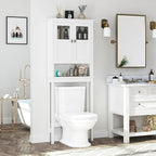 Spirich Bathroom Cabinet Over Toilet, Bathroom Storage Cabinet with Glass Doors and Adjustable Shelves, Over The Toilet Storage Cabinet, White