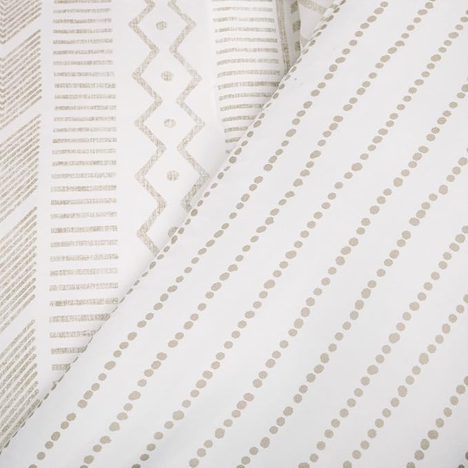 Lush Decor Hygge Geo Reversible 5 Piece Comforter Set, King, Taupe & White