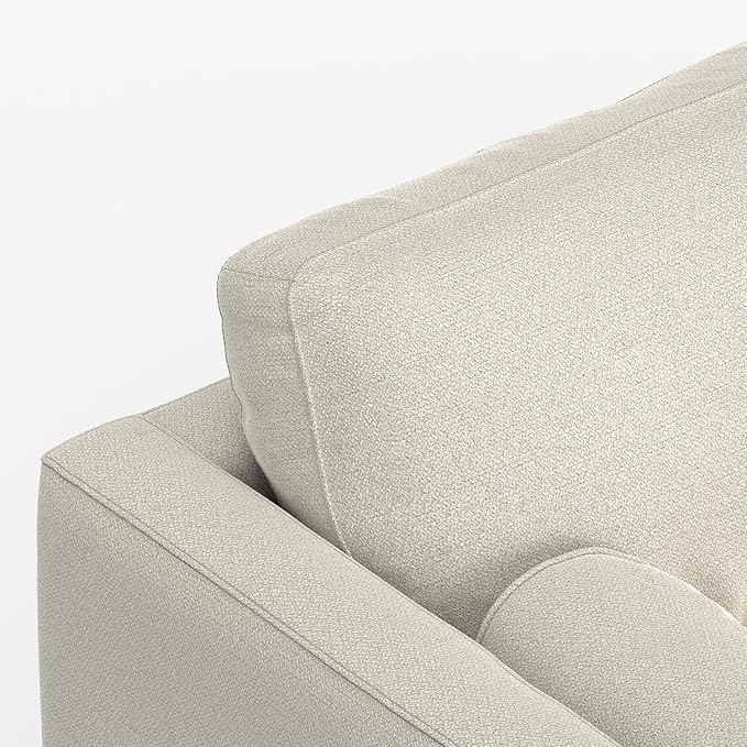 SIMPLIHOME Morrison 72-inch Wide Sofa in Cream White Woven-Blend Fabric, Handcrafted Mid-Century Modern Loveseat for Living Room or Family Room, Single Bench Cushion, Bolster Pillows