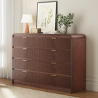 FURSUN Fluted 8 Drawers Dresser for Bedroom, 55" Wide Wooden Dresser with Metal Handle, Curved Profile Design, Modern Storage Organizer for Bedroom, Hallway (Walnut)
