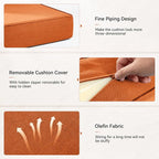 Luxury 6" Outdoor Cushions for Patio Furniture, 24x24x6" Thick Seat Cushion Set of 5, Fade Resistant Couch Chair Replacement Cushions High Density Deep Wicker Chair Cushion w/ Removable Cover, Orange