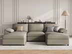 EASE MOOSE Oversized Modular Sofa with Deep Seat,Extra Large Sectional U Shaped Couch for Living Room,Comfy Scratch Resistant Faux Leather Material,Modern Sofas with Ottoman,Light Grey