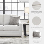 Signature Design by Ashley Maitelynn Contemporary Loveseat with Accent Pillows, Reversible Cushions and Sloped Arms, Light Gray