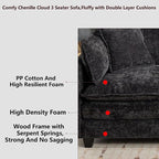 Aoowow Modular Sectional 3 Seater Cloud Sofa Couch for Living Room,113.8" Cloud Sofas with Deep Seat,Modern Chenille 3 Seat Sofas,Fluffy Cloud Couches for Bedroom,Apartment,Office (Black, 3 Seater)