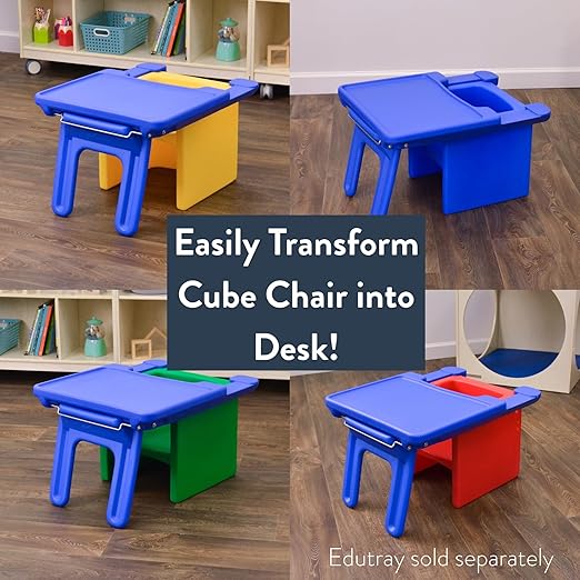 Children's Factory Cube Chair for Kids, Flexible Seating Classroom Furniture for Daycare/Playroom/Homeschool, Indoor/Outdoor Toddler Chair, Fern (CF910-014)