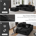 108" Sectional Couches for Living Room Boneless Couch Upholstered Cloud Couch Sectional Modular Sectional Sofa with L Shaped (Chenille-Black, 3 Seat+1 Ottoman)