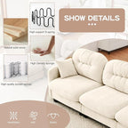 107" U Shaped Couch for Living Room, Comfy Chenille Fabric Cloud Sectional Couch, Modern Upholstered Deep Seat Sofa with Pillow and 2 Movable Ottoman, Oversized 3 Seater Sectional Sofa, Beige