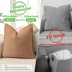 ZWJD Camel Pillow Covers 16x16 Set of 2 Chenille Throw Pillow Covers with Elegant Design Soft and Luxurious Decorative Throw Pillows for Couch, Bed, and Home Decor