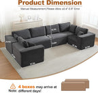Modular Sectional Cloud Couch for Living Room,Modern Boneless Couche Set with Plush Corduroy,Comfy Floor Sofa with Memory Foam,Stupendous U Shaped Sofa with Chaise,No Assembly Required,Grey