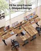 ErGear L Shaped Electric Standing Desk, 63" Ergonomic Corner Height Adjustable Desk with Drawers, Sit Stand Computer Table with Storage for Work Office Home, Vintage Brown
