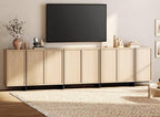 WAMPAT Modern Sideboard Buffet Cabinet with 8 Doors, Multifunctional Sideboard with Large Storage and T-Shaped Legs, Coffee Bar Cabinet Storage Cabinet for Kitchen, Living Room, Light Oak