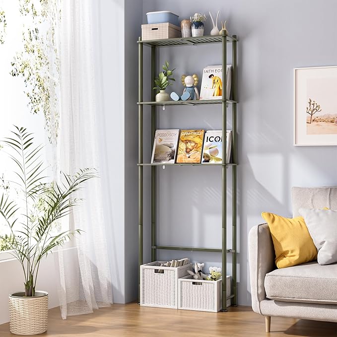 AmazerBath Bamboo Over The Toilet Storage Shelf, 3-Tier Over Toilet Bathroom Organizer Rack, Bathroom Shelves Over Toilet Space Saver, Forest Green