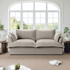Oversized Cloud Modular Sectional Sofa, Comfy Down Filled Cloud Couch with Removable Cover, Modern Loveseat Couch, Deep Seat Sectional Couches for Living Room, Light Gray