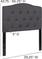 BizChair Tufted Upholstered Twin Size Headboard in Dark Gray Fabric