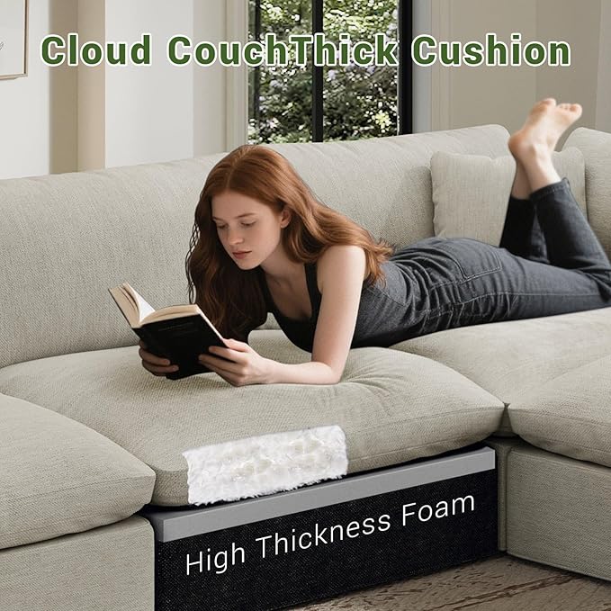Oversize Cloud Modular Sectional Sofa,Chaise Down Filled Comfort Sofa Detachable Couch Cushion Covers for Living Room Apartment