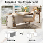71" Standing Desk with 2 File Cabinet, AC/USB, 1.18" Desktop, L Shaped Height Adjustable Desk, Electric Furniture Set with Multiple Functions for Home and Office, Light Walnut