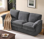 ONBRILL 86.6" Corduroy Couches for Living Room, Comfy 3 Seater Sofa with Pillow-Top Armrest & Dual-Layer Cushions, Mid Century Modern Couch for Bedroom, Apartment, Grey