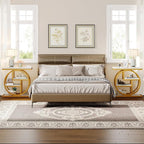 Tribesigns End Table Set of 2, Narrow Faux Marble Side Table with Storage Shelves, 4-Tier Modern Skinny Sofa Side Table with Geometric Metal Frame for Bedroom, Living Room, White & Gold