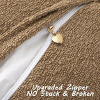 FUTEI Pack of 2 Khaki Decorative Throw Pillow Covers 18x18 Inch Soft Cozy Solid Boucle Textured Cushion Case,Modern Home Decor for Couch Bed Living Room