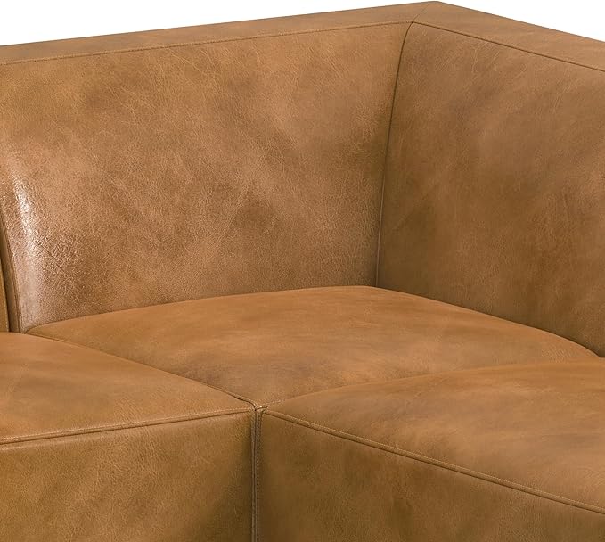 SIMPLIHOME Rex U-Shaped Sectional Modular Sofa in Full-Grain Genuine Leather, Sienna, 144-inches Wide, Handcrafted Modern-Style Large Leather Couch for Living Room