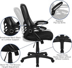 Flash Furniture Porter High Back Black Mesh Ergonomic Swivel Office Chair with Black Frame and Flip-up Arms