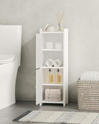 Bathroom Storage Cabinet, Corner Floor Cabinet with 2 Doors and Adjustable Shelf, Narrow Toilet Paper Cabinets, Bathroom Organizer for Small Spaces, 7.9" D x 9.8" W x 29.5" H White