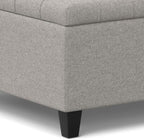 SIMPLIHOME Harrison 30 inch Wide Transitional Square Small Coffee Table Storage Ottoman in Cloud Grey , Assembled, For the Living Room and Bedroom