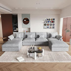 JACH U-Shaped Sectional Couches for Living Room, Cloud Sectional Couch with Deep Seat, 155.9" Modular Sofa with Chaise, Covers Removeable & Washable, Sofas Furniture for Living Room, Light Grey