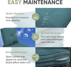 Outdoor Chair Cushion Set of 3, Waterproof Outdoor Seat Cushions 25x22 , Patio Chair Cushions for Outdoor Furniture, Couch Cushion Replacement, Include 3 Back & 3 Seat Cushions, Button/PeacockGreen