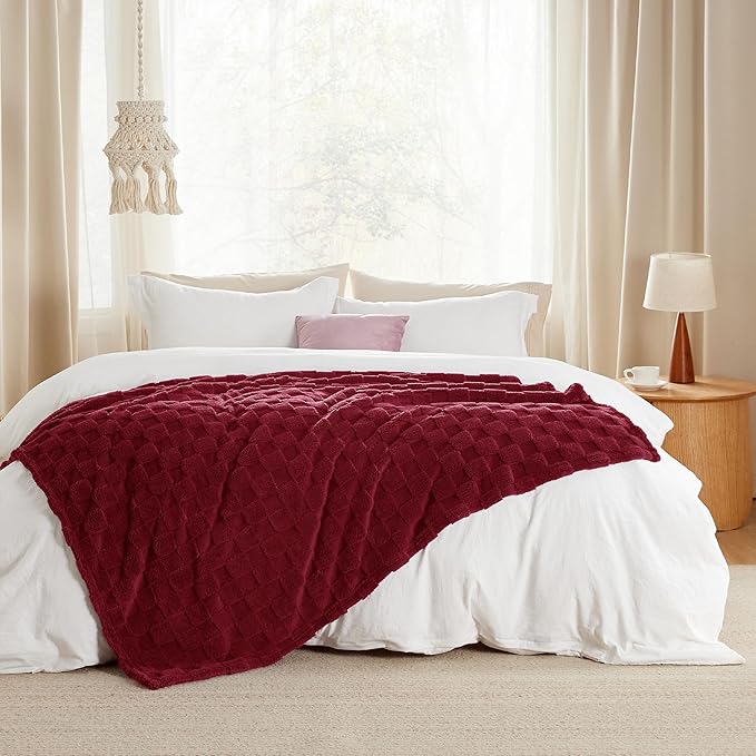 Bedsure GentleSoft Red Throw Blanket for Couch - Super Soft Cozy Blankets Gifts for Women Men Girls, Cute Small Fleece Throws for Bedroom Home Decor, 50x70 Inches
