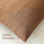 Foindtower Set of 2 Decorative Linen Check Throw Pillow Covers Neutral Farmhouse Vintage Cushion Covers Modern Boho Home Decor for Sofa Chair Couch Bedroom Living Room,22×22 Inch,Brick