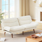 Marsail 75" Futon Sofa Bed, Futon Couch with Adjustable Backrest & Armrests, Convertible Sleeper Sofa Bed for Apartment, Living Room, Office, Corduroy Loveseat, Beige