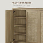 SICOTAS Rattan Shoe Storage Cabinet - Modular Shoe Cabinets with Door Tall Large Shoe Cabinet Storage for Entryway - 96.8" Wide Modular Cabinet for Hallway, Living Room