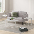 Furinno CAMNUS Coffee Table, Metal Frame Modern Coffee Table and Side Tables Set, Toolless Side Table Sets, for Living Room, Bedroom, Home Office, Solid White