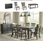 Signature Design by Ashley Tyler Creek Vintage Casual Dining Room Buffet Cabinet or Server with 3 Doors and Lattice Design, Wood, 36" High, Black & Gray