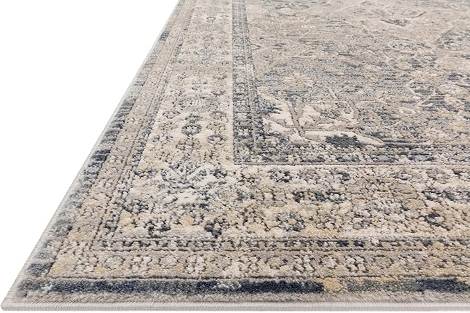 Loloi Teagan Collection TEA-04 Sky/Natural 2'-8" x 7'-6" Runner Rug, Large, Soft Neutral Rug, High-Traffic for Living Room, Bedroom, Home Office, Dining Area