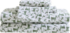Eddie Bauer - Flannel Sheets Twin Size, Anti-Pilling & Wrinkle Resistant Cotton, Touchably Soft for All-Season Comfort - Bed Sheets with Matching Pillowcase & Fitted Sheet (Deer Camp Green)