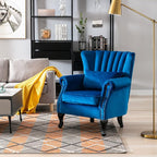 Accent Reading Arm Chairs Midcentury Modern Comfy Corner Sofa Chair, Wingback Waiting Room Club Chair with Tufted Back for Living Room/Bedroom/Reception Room, Velvet Blue